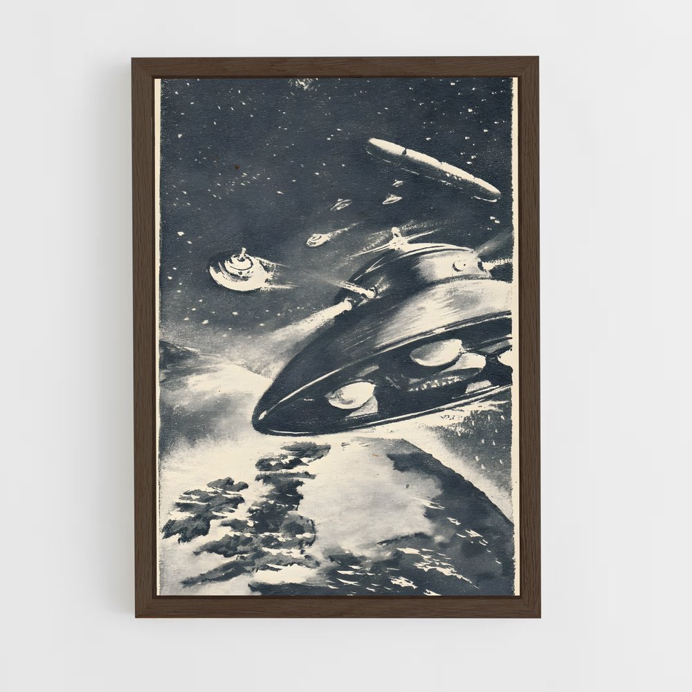 Poster Soucoupe Noire – affiche Espace rétro (vue 5)